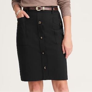 J. Jill Ponte Faux Button-Front Pencil Skirt in Navy Blue